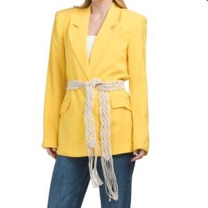 NEW 🍋 Ramy Brook Sunny Yellow Jacket with Woven Belt